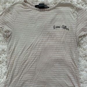 cream and white crop top